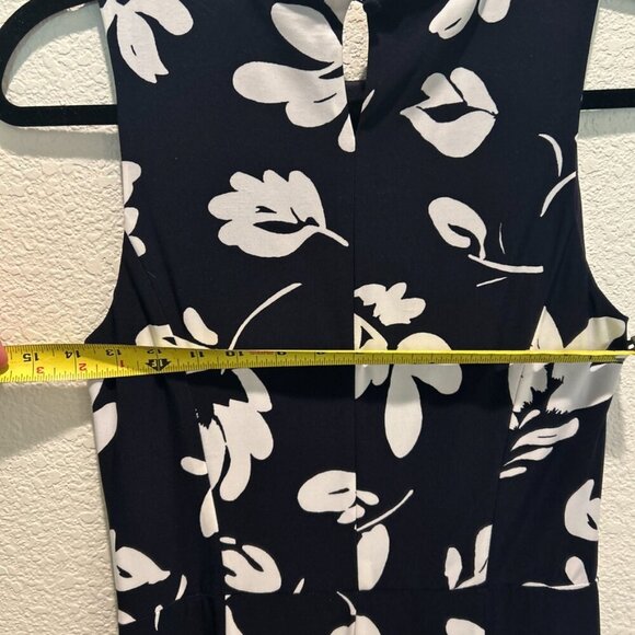 Lauren Ralph Lauren A Line Floral Cocktail Dress High Neck Black White Size 4 - Picture 8 of 10